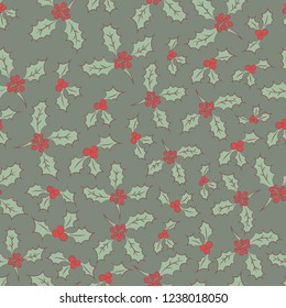 Christmass patch. mistletoe, gift and cookies. Vector hand drawn seamless pattern