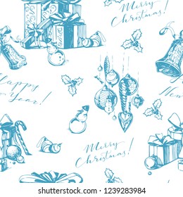 Christmass seamless background with holiday lettering