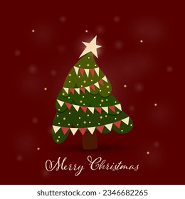 Christmass tree. Festive christmas greeting card Traditional festive symbol of the winter holiday Vector illustration