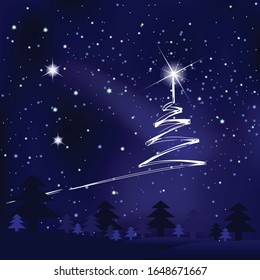 Christmass Tree in the Night Sky.