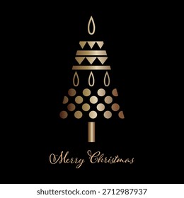 Weihnachtsbaum auf schwarzem Hintergrund Festliche Weihnachtsgrußkarte Traditionelles Festsymbol des Winterurlaubs Vektor