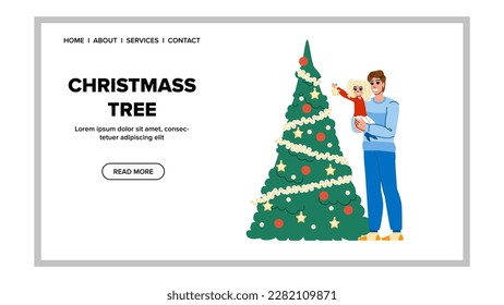 vector de árbol de masas de cristales. invierno de vacaciones, año nuevo, decoración de diseño, celebración de temporada christMass árbol web plana ilustración de caricatura