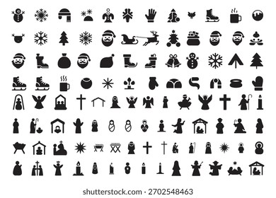 Conjunto de Vector de Navidad, silueta de Navidad. Conjunto de Vector de Navidad .