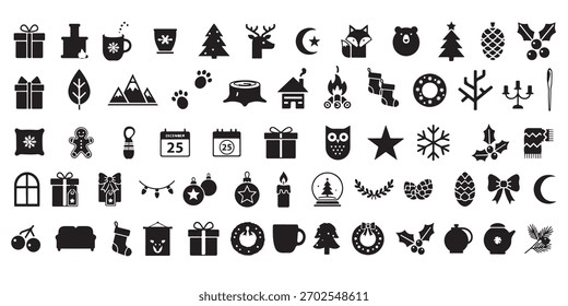 Conjunto de Vector de Navidad, silueta de Navidad. Conjunto de Vector de Navidad .