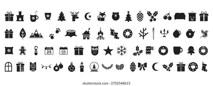 christmass vektor set , christmass silhouette . Weihnachtsvektor-Set .