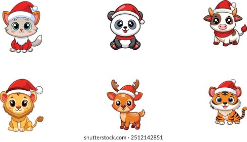 Christmas-six baby set icon vector