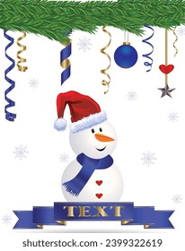 Christmas-Snowman Poster with Blue and Gold