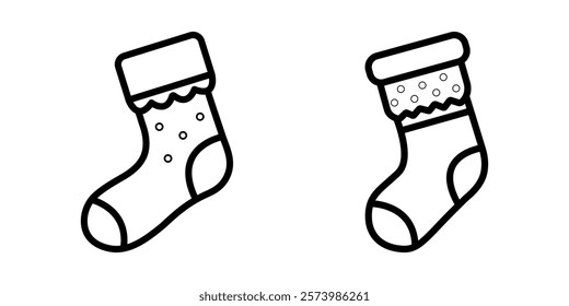 christmas-sock   outline or line icon design bundle.