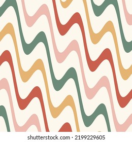 Christmassy wavy groovy lines vector background. Retro Christmas fluid abstract backdrop. Waved stripes geometric seamless pattern.