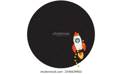 christmast background contain snowman ride the rocket for party to the sky,  isolated in blue sky , suitable for christmas themes space adventure