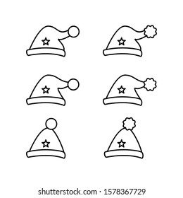 Christmast icon, Santa's hat icon, hat outline christmast illustration vector symbol colorful