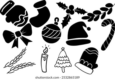 Christmast ornamaent element holidays monochrome