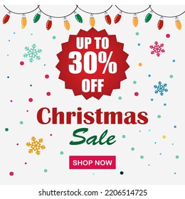 Christmast Sale Square Vector Banner Template Poster For Website and for Social Media (instagram, facebook, pinterest, whatsapp, youutube, etc) purposes