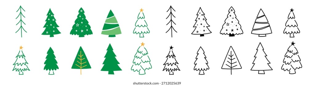 Christmast Baum Bundle Handzeichnung Doodle Skizze