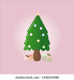  Christmast tree with gift box and  Christmast ball