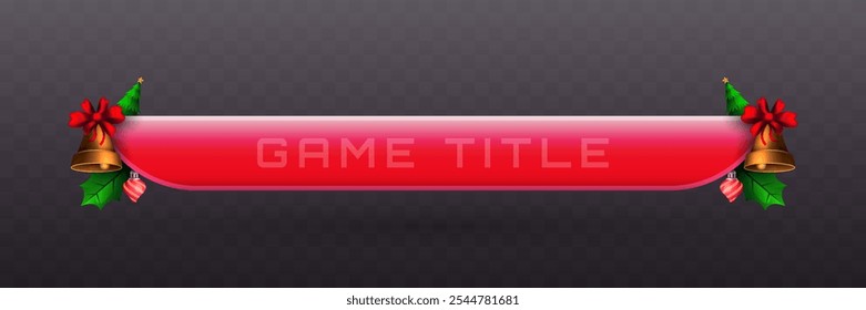 Christmas-Themed Game Title Lower Third Banner in Rose Color for Game UI Designs