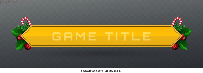 Christmas-Themed Game Title Lower Third Banner in Yellow Color for Game UI Designs