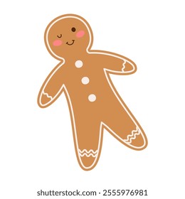 Christmas-themed gingerbread cookies in festive outfits and designs