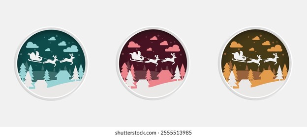 Christmas-themed illustration. Layered paper-cut style