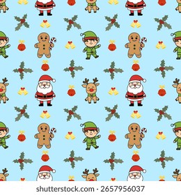 Christmas-themed pattern with festive characters