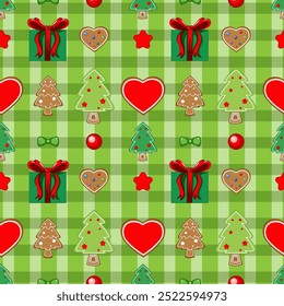 Christmas-themed vector with gifts and cookies