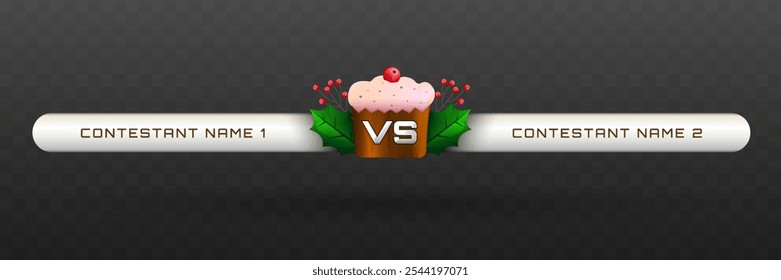 Christmas-Themed Versus Lower Third with Cake and Berries for Esports, Gaming, and Sports Broadcasts
