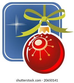 Christmas-tree ball on a blue background. Christmas illustration.