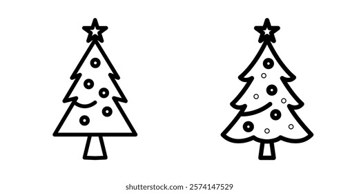 christmas-tree outline or line icon design bundle.