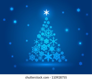 christmas-tree from snow flakes