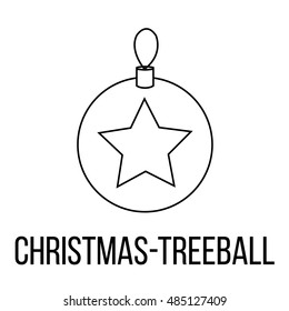 Christmas-treeball icon or logo line art style. Vector Illustration.