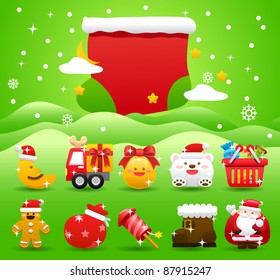 christmas,Xmas icon & background collection