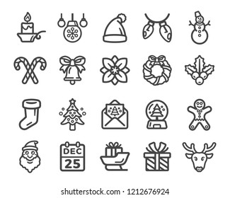 christmas,xmas thin line icon set,vector and illustration