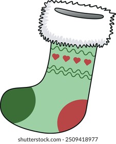 Christmes Gifts Sock Illustration. Vector New Year Clipart. Seasonal Tradition Element.