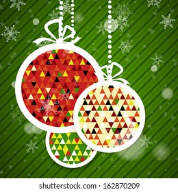 christmsa balls with triangular pattern. christmas concept