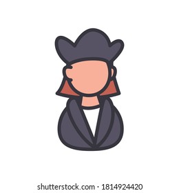 Línea masculina y estilo de relleno de Cristóbal Colón diseño de iconos de estados unidos y tema de descubrimiento Ilustración vectorial