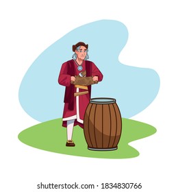 Christopher Columbus with paper map character vector illustration design