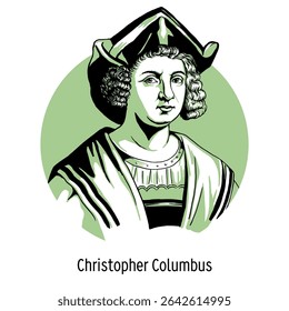Cristóvão Colombo foi um navegador espanhol de origem genovesa que descobriu o Novo Mundo para os europeus em 1492. Ilustração vetorial desenhada à mão.