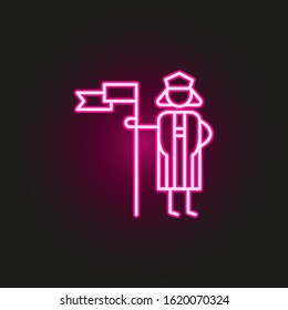 Christopher Columbus, Spanish neon style icon. Simple thin line, outline vector of travel icons for ui and ux, website or mobile application