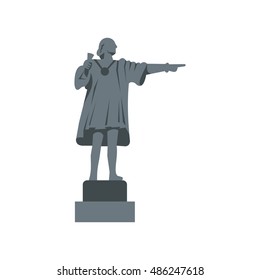 Christopher Columbus Statue icon in flat style on a white background vector illustration