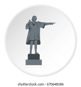 Christopher Columbus Statue icon in flat circle isolated vector illustration for web
