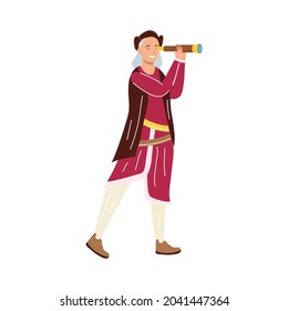 christopher columbus with telescope character