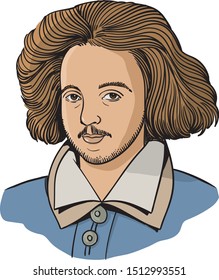 Christopher Marlowe isolated portrait, vector