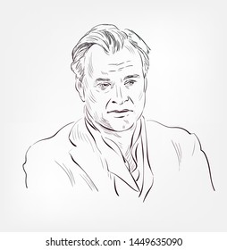 Christopher Nolan Vector Sketch Portrait Face Famous