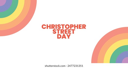 Christopher street day, June, July, suitable for social media post, card greeting, banner, template design, print, suitable for event, website, vector illustration, with Rainbow flag illustration.