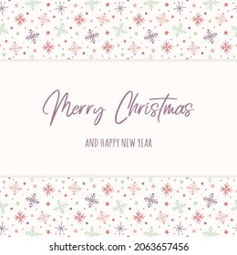 Tarjeta de Navidad con copos de nieve. Vector