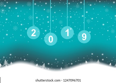 Chritmas and happy new year 2019 holiday celebration theme colorful pastel gredient abstract background with snow flake winter season.
