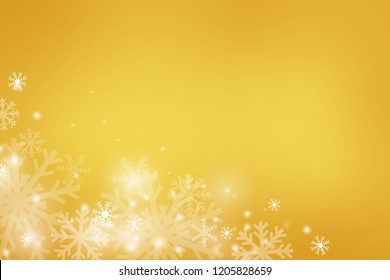 Chritmas holiday celebration theme colorful gold gredient abstract background with snow flake winter season.