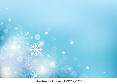 Chritmas holiday celebration theme colorful blue gredient abstract background with snow flake winter season.