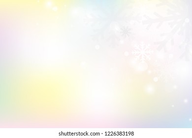Chritmas holiday celebration theme colorful pastel gredient abstract background with snow flake winter season.