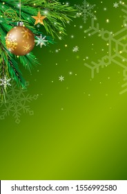 Chritmas and New year holiday celebration theme colorful red gredient abstract background with snow flake Christmas tree leaf and colorful decoration winter season. Use as celebration greeting card.